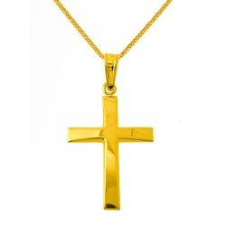 Χρυσός βαπτιστικός σταυρός Κ14 με αλυσίδα